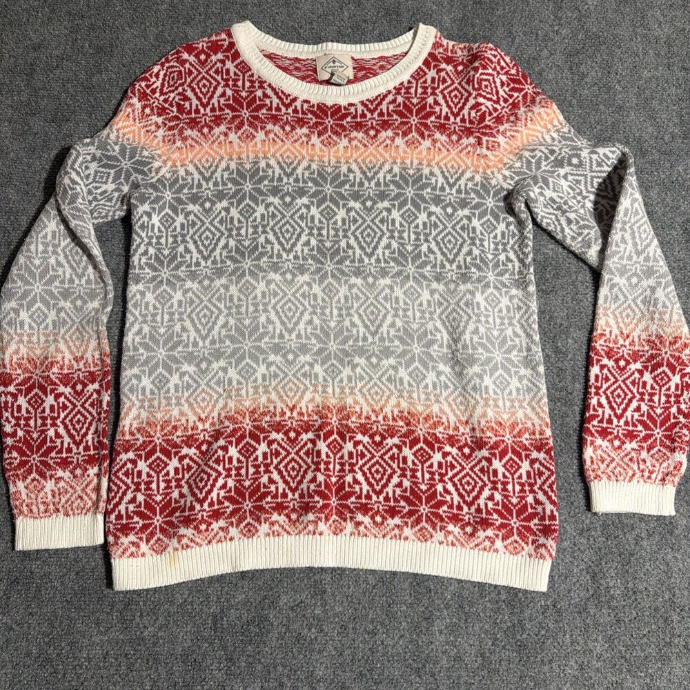 St. John's Bay Crewneck Sweater Womens Size Medium Gray Cotton Blend Pullover